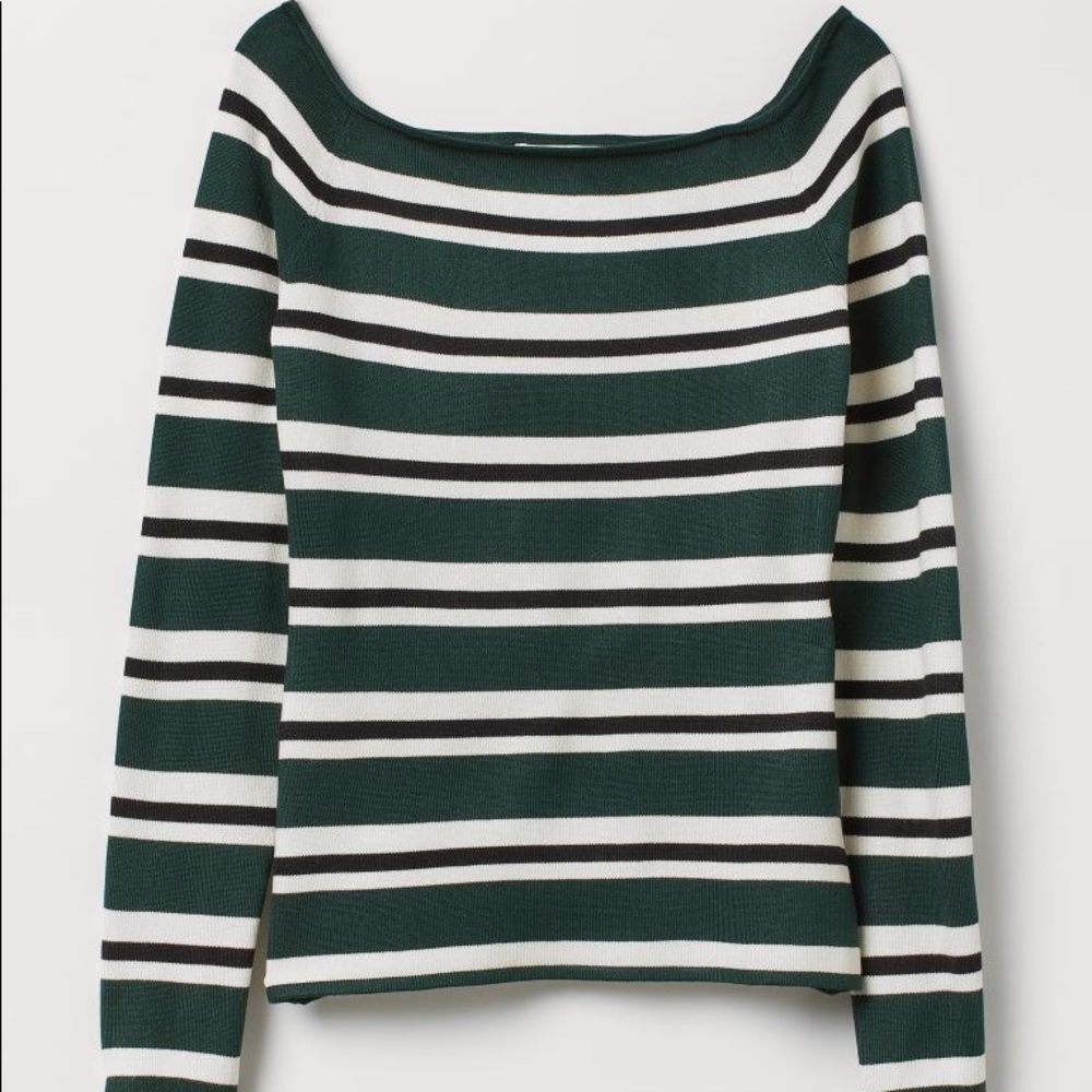 H&M Green Off the Shoulder Top